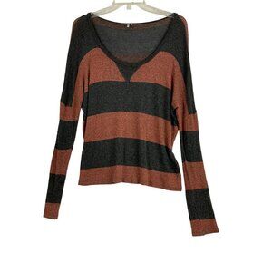Splendid women's top  44 ch 25  long   Med  brown /copper metalic stripe